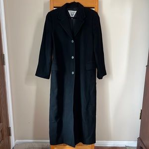 Marvin Richards Black Camel Hair Long Pea Coat, Size 8